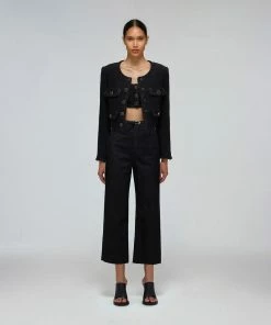 Self-portrait READY TO WEAR Black Denim Straight Leg Jeans 23"