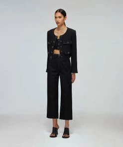 Self-portrait READY TO WEAR Black Denim Straight Leg Jeans 23"