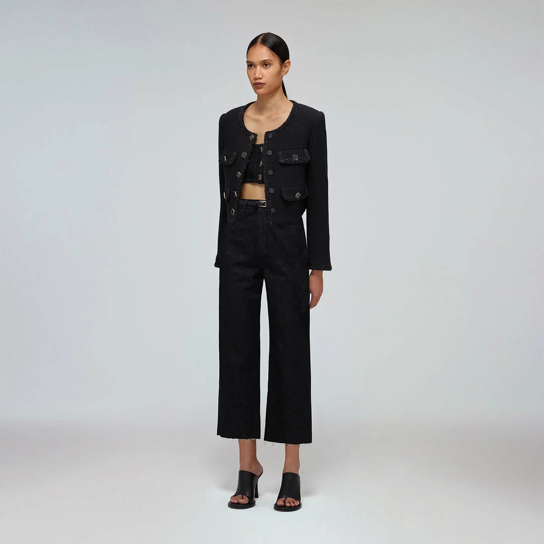 Self-portrait READY TO WEAR Black Denim Straight Leg Jeans 23"