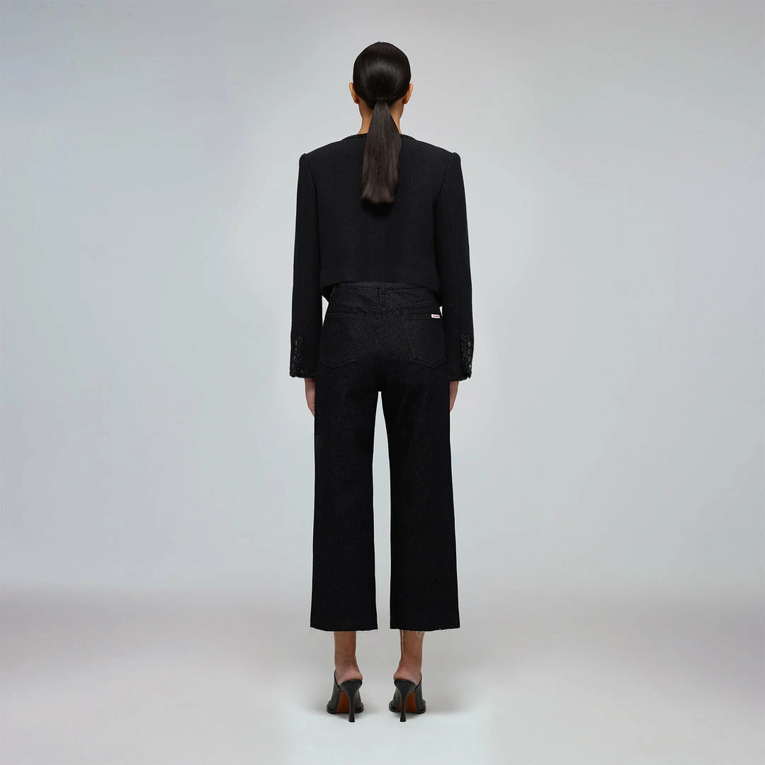 Self-portrait READY TO WEAR Black Denim Straight Leg Jeans 23"