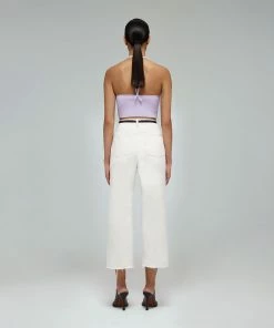 Self-portrait Natural Denim Straight Leg Jeans 25