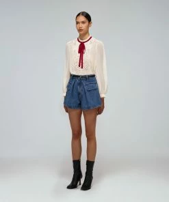 Self-portrait Blue Denim Shorts