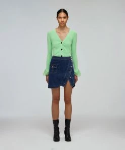 Self-portrait Blue Denim Wrap Mini Skirt