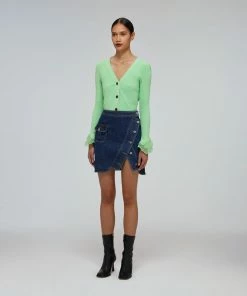 Self-portrait Blue Denim Wrap Mini Skirt