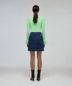 Self-portrait Blue Denim Wrap Mini Skirt