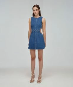 Self-portrait Blue Denim Cut Out Mini Dress READY TO WEAR