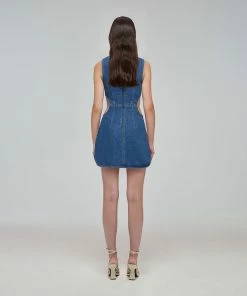 Self-portrait Blue Denim Cut Out Mini Dress READY TO WEAR