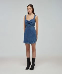 Self-portrait READY TO WEAR Blue Denim Bow Mini Dress