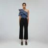 Self-portrait Blue Denim Asymmetric Frill Top