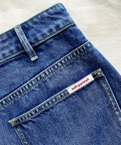 Self-portrait READY TO WEAR Blue Denim Frill Mini Skirt