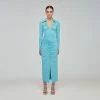 Self-portrait Tropical Blue Jersey Gathered Midi Dress READY TO WEAR