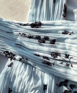 Self-portrait READY TO WEAR Blue Floral Silhouette Chiffon Crossover Midi Dress