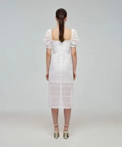 Self-portrait READY TO WEAR Mixed Broderie Midi Dress