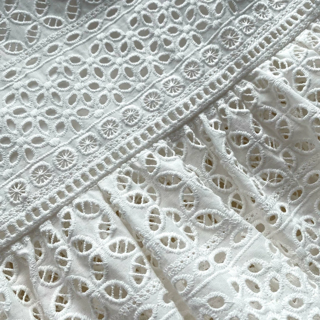 Self-portrait Mixed Broderie Puff Sleeve Midi Dress