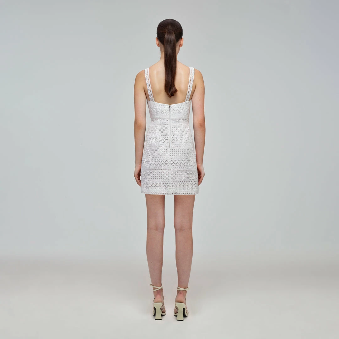 Self-portrait READY TO WEAR Mixed Broderie Mini Dress