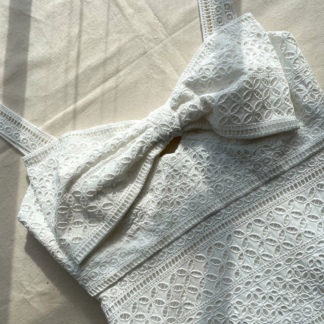 Self-portrait READY TO WEAR Mixed Broderie Mini Dress