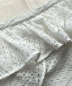 Self-portrait Mixed Broderie Asymmetric Frill Top READY TO WEAR