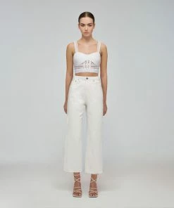 Self-portrait Mixed Broderie Crop Top READY TO WEAR