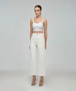 Self-portrait Mixed Broderie Crop Top READY TO WEAR