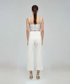 Self-portrait Mixed Broderie Crop Top READY TO WEAR