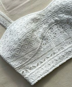 Self-portrait Mixed Broderie Crop Top READY TO WEAR