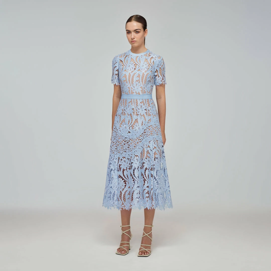 Self-portrait Blue Prairie Midi Dress NEW ARRIVALS