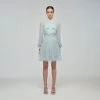 Self-portrait READY TO WEAR Pale Green Chiffon Mini Dress