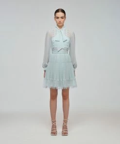 Self-portrait READY TO WEAR Pale Green Chiffon Mini Dress