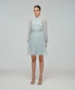 Self-portrait READY TO WEAR Pale Green Chiffon Mini Dress