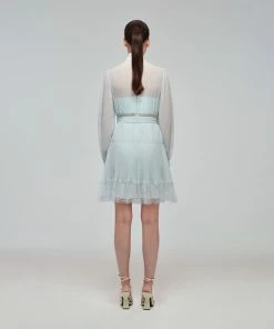 Self-portrait READY TO WEAR Pale Green Chiffon Mini Dress
