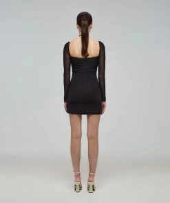 Self-portrait Black Stretch Crepe Cut Out Midi Dress READY TO WEAR