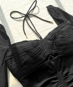 Self-portrait Black Stretch Crepe Cut Out Midi Dress READY TO WEAR