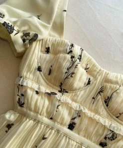 Self-portrait Yellow Floral Silhouette Chiffon Tiered Mini Dress READY TO WEAR