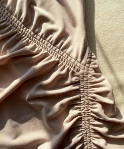 Self-portrait READY TO WEAR Taupe Jersey Gathered Asymmetric Midi Dress