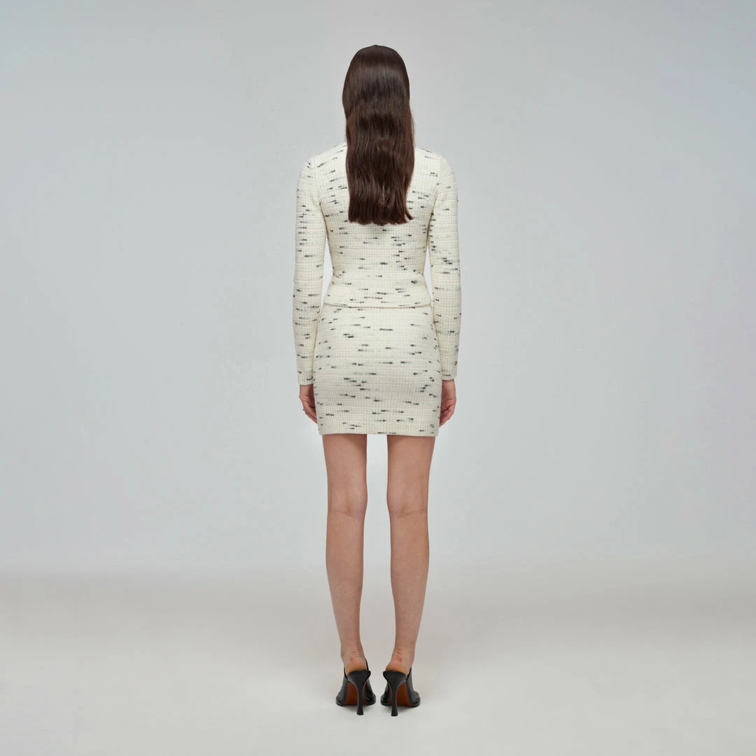 Self-portrait READY TO WEAR Ivory Contrast Yarn Knit Skirt