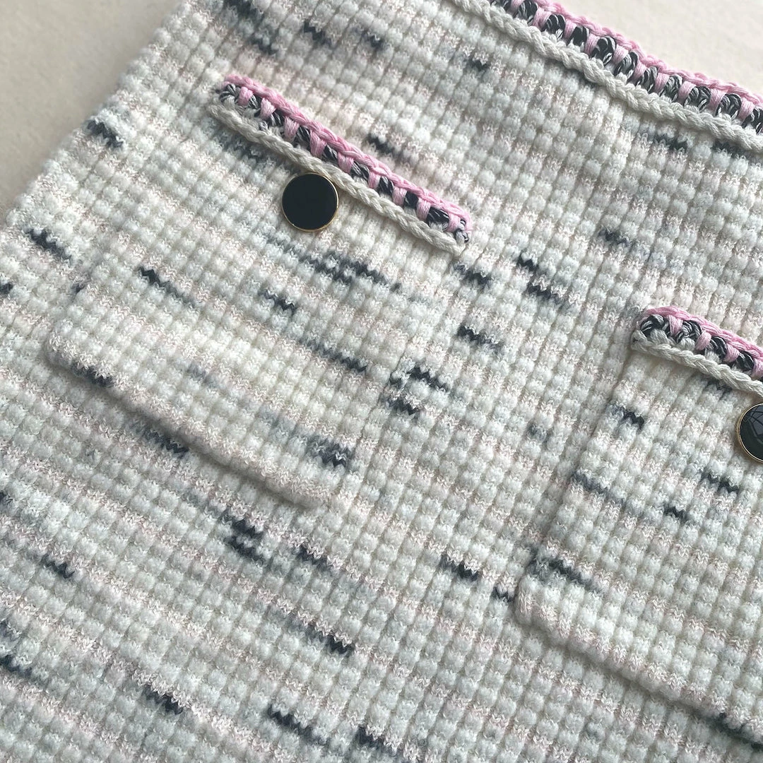 Self-portrait READY TO WEAR Ivory Contrast Yarn Knit Skirt