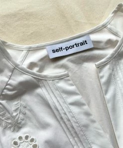 Self-portrait Swim & Resort White Broderie Organic Cotton Mini Dress