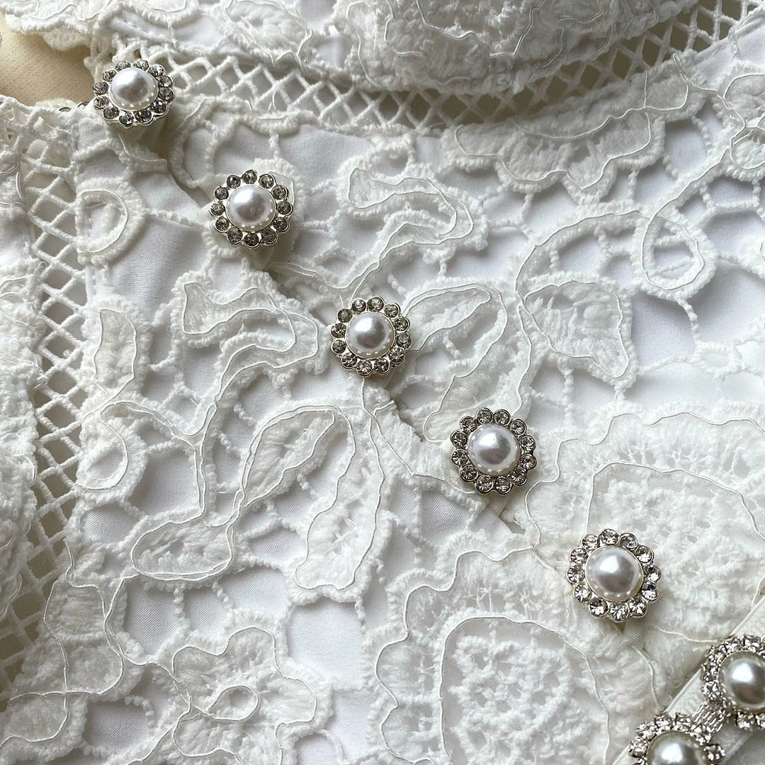 Self-portrait White Floral Guipure Lace V-Neck Midi Dress