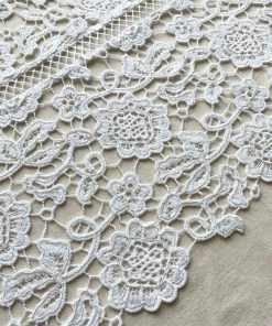 Self-portrait White Floral Guipure Lace V-Neck Midi Dress