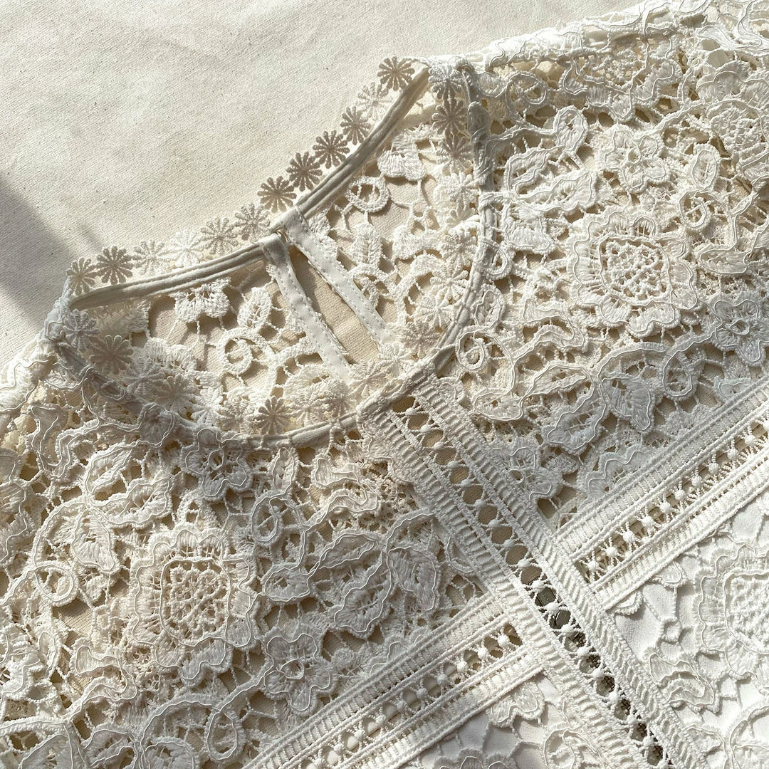 Self-portrait Ivory Floral Guipure Mini Dress READY TO WEAR