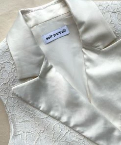 Self-portrait Ivory Sleeveless Corded Lace Tailored Midi Dress