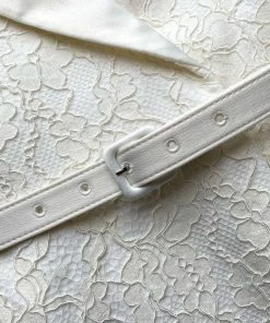 Self-portrait Ivory Sleeveless Corded Lace Tailored Midi Dress