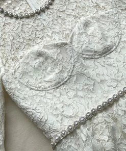 Self-portrait READY TO WEAR Ivory Corded Lace Voluminous Skirt Midi Dress