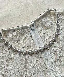 Self-portrait READY TO WEAR Ivory Corded Lace Voluminous Skirt Midi Dress