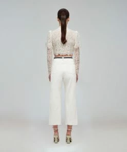 Self-portrait READY TO WEAR Ivory Corded Lace Top