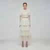 Self-portrait Ivory Corded Lace Tiered Midi Skirt