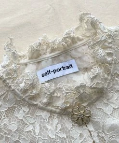 Self-portrait READY TO WEAR Ivory Corded Lace Top