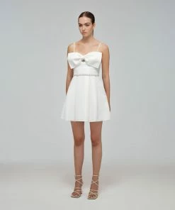 Self-portrait White Taffeta Bow Mini Dress READY TO WEAR