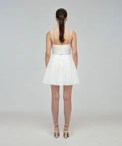 Self-portrait White Taffeta Bow Mini Dress READY TO WEAR