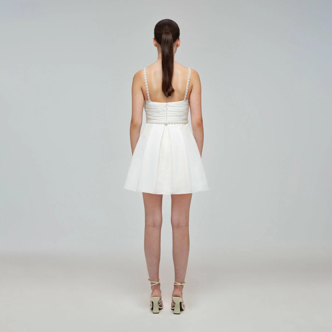 Self-portrait White Taffeta Bow Mini Dress READY TO WEAR